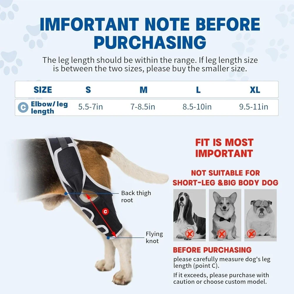 Universal Dog‎ Knee Brace – Torn ACL Joint Support Front/Back Legs Size XLarge